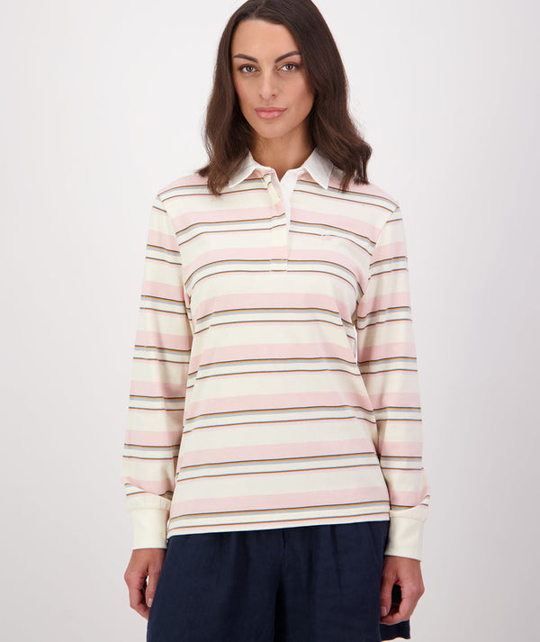 Women's Massey Striped Long Sleeve Rugby Top