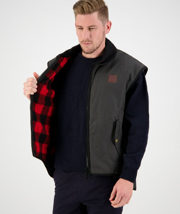 Men's Foxton Oilskin Gilet with Wool Lining